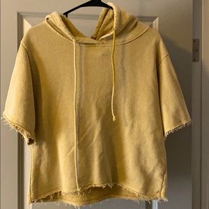 Short sleeve drawstring hoodie